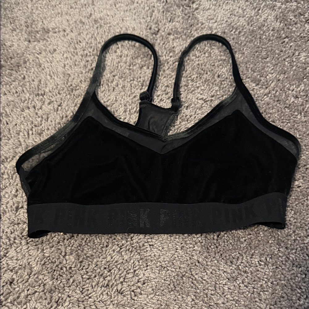 PINK Victoria's Secret Black Velvet Bralette